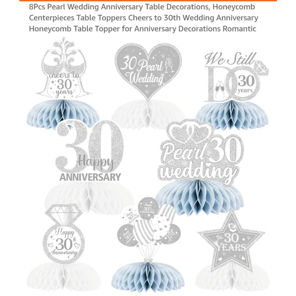 30th Anniversary‎ Party Decorations, Silver, Light Blue - Picture 1 of 9